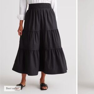 Quince 100% Organic Cotton Poplin Tiered Maxi Skirt- Size S- NWT